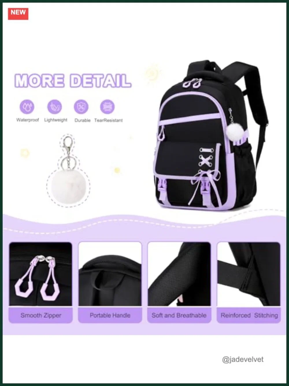 3-Piece Girls Backpack Set with Lunch Bag Pencil Case Waterproof School Bookbag